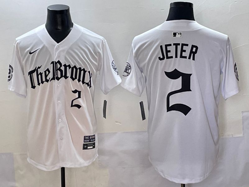 Men 2025 New York Yankees 2 Jeter White Five generations Joint Name Nike MLB Jersey style 4